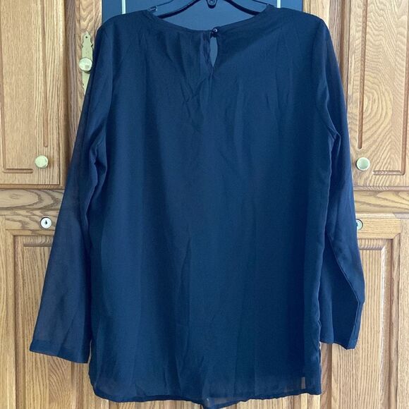 Meaneor Black Lightweight Long Sheer Sleeve Blouse new with tag - Picture 5 of 5